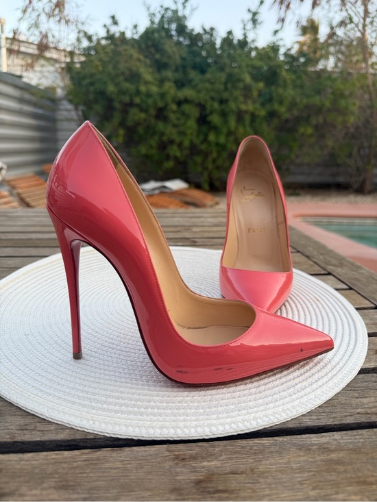 Christian Louboutin Shoes - Christian Louboutin Coral Pink Patent Pointed-Toe Stiletto Pumps